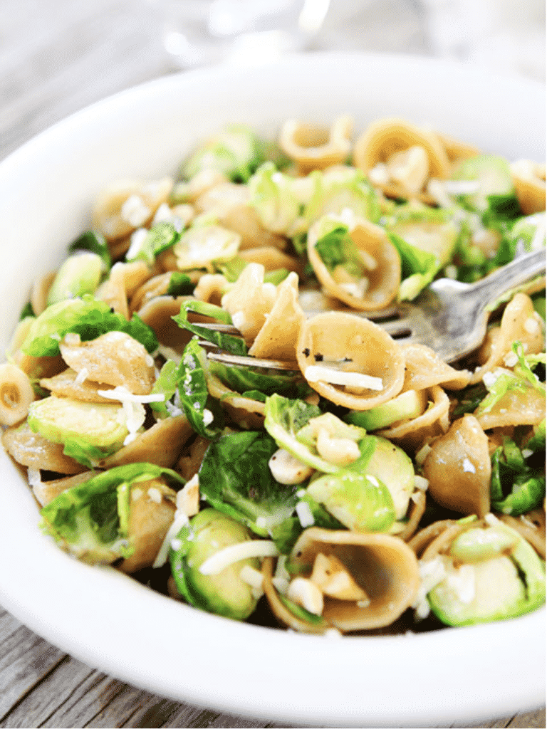Brown Butter Brussels Sprouts Pasta with Hazelnuts