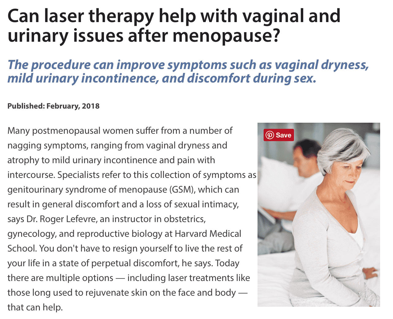 Can laser therapy help with vaginal and urinary issues after menopause?